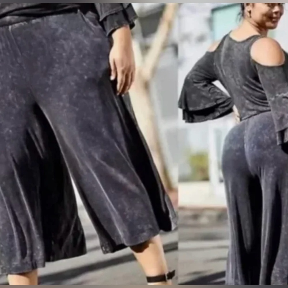 Torrid Acid Wash Grey Soft Palazzo Pants 2 2X